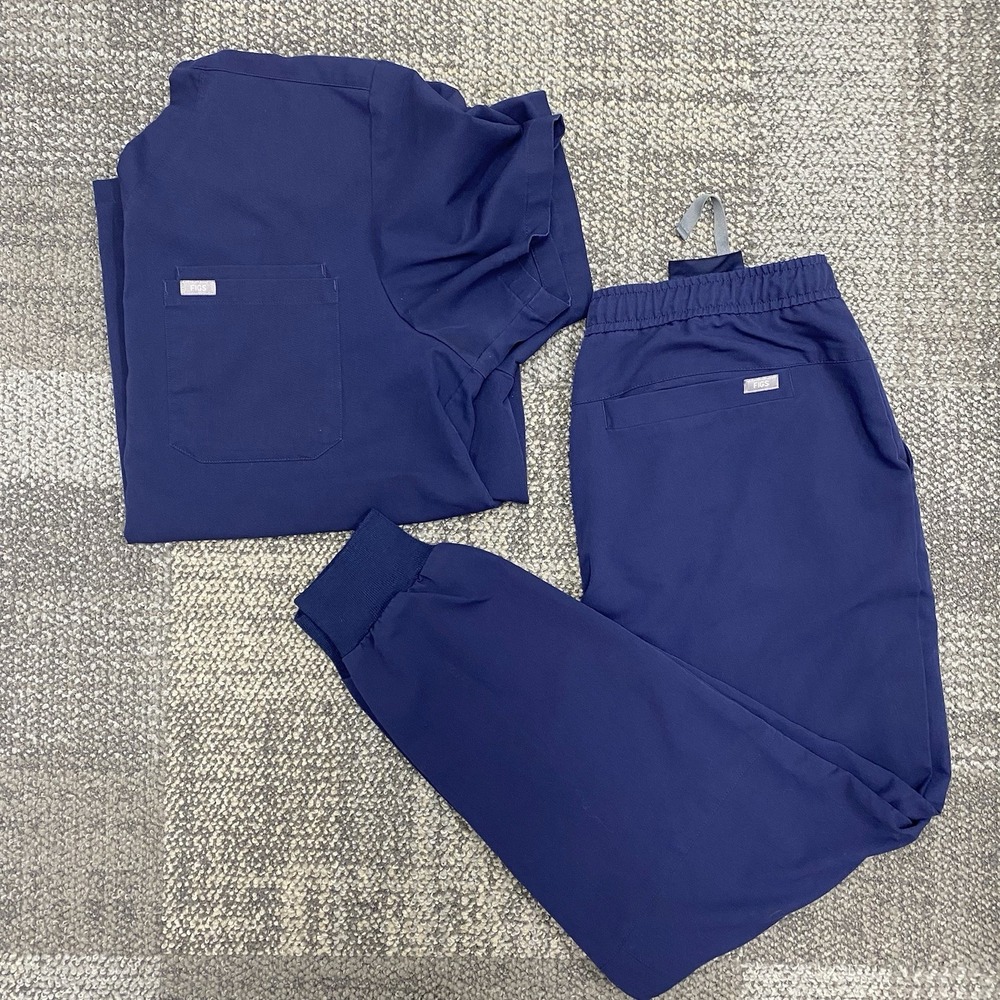 FIGS Technical Men's Scrubs XXL Leon top & XL Jogger Pants Navy Set medical
